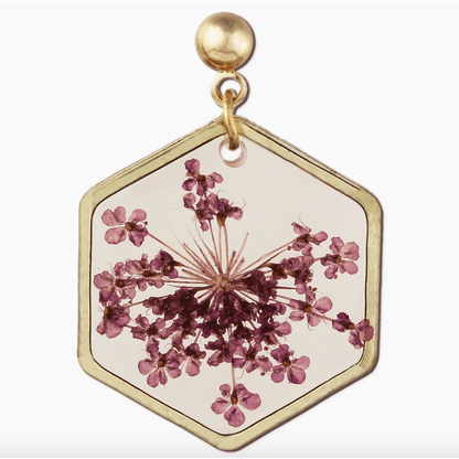 Cottage Floral Purple Dried Flower Earrings