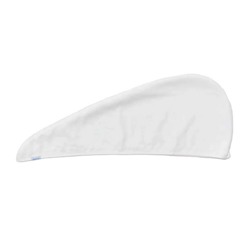 Weezie Hair Towel, White Embroidered Wave