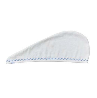 Weezie Hair Towel, Blue Embroidered Wave
