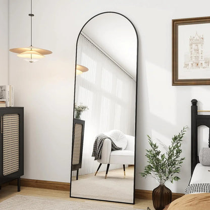 Elegant Arched-Top Full Length Freestanding Mirror - Copper-Free Silver, 56"L x 20"W, 3 Colors