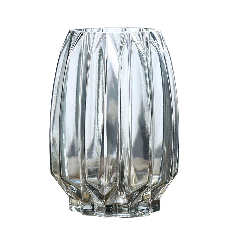 Glass Flower Vase Set - 3 Colors: Smoke Grey, Wine Red, Sky Blue - Northern European Design