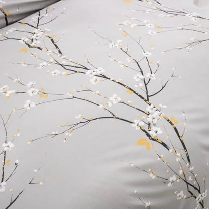 Sage Green Floral Duvet Cover Set Queen – Soft Microfiber, Modern Botanical Bedding with Yellow Accents