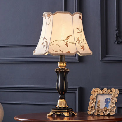 Traditional Elegant Fabric Shade Desk Lamp with Floral Design - 54cm High, Multiple Color Options