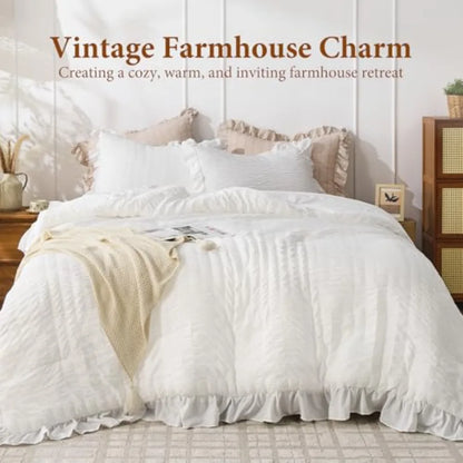 White Atelier Fluffy Ruffle Comforter Set – Farmhouse Chic