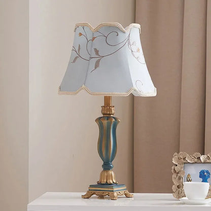 Traditional Elegant Fabric Shade Desk Lamp with Floral Design - 54cm High, Multiple Color Options