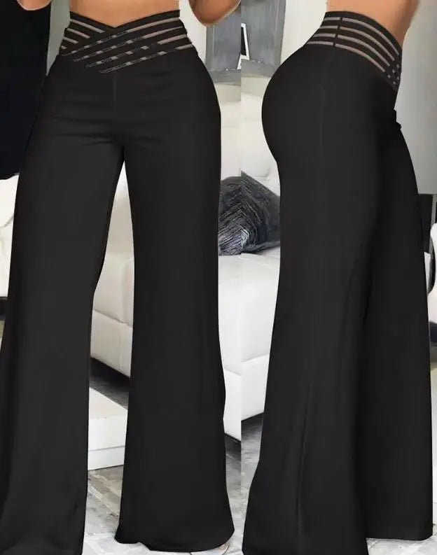 2025 Summer Women Flared Pants High Waist Casual Slimming Wide Leg Pants Elegant Office Solid Long Trousers 2025 Female Clothing