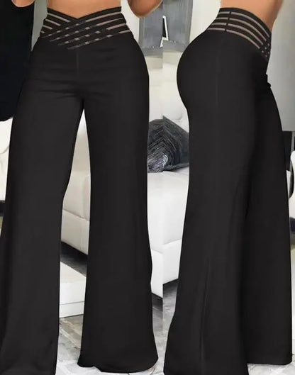 2025 Summer Women Flared Pants High Waist Casual Slimming Wide Leg Pants Elegant Office Solid Long Trousers 2025 Female Clothing