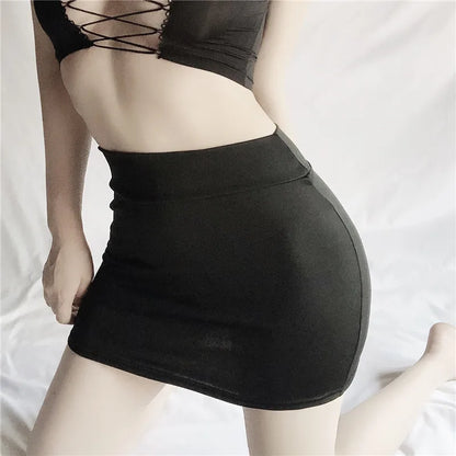 High Waist Sexy Casual Black White Bodycon Pencil Mini Skirts Tight Package Wrap Hip Short Skirt for Women Night Club Party Wear
