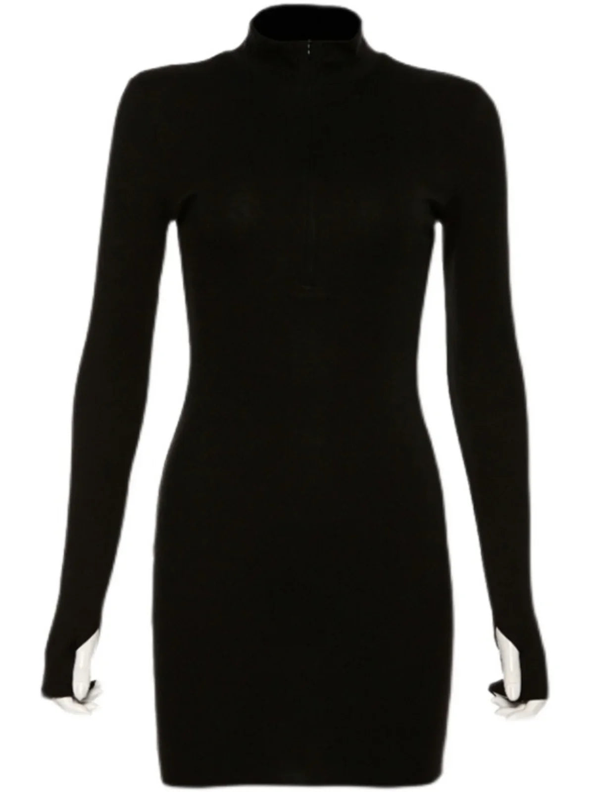 Slim Fit Chic Street Sle Long Sve Stand Collar ort Dr Women's High Waist Bodycon Dr Polyester Spandex Blend