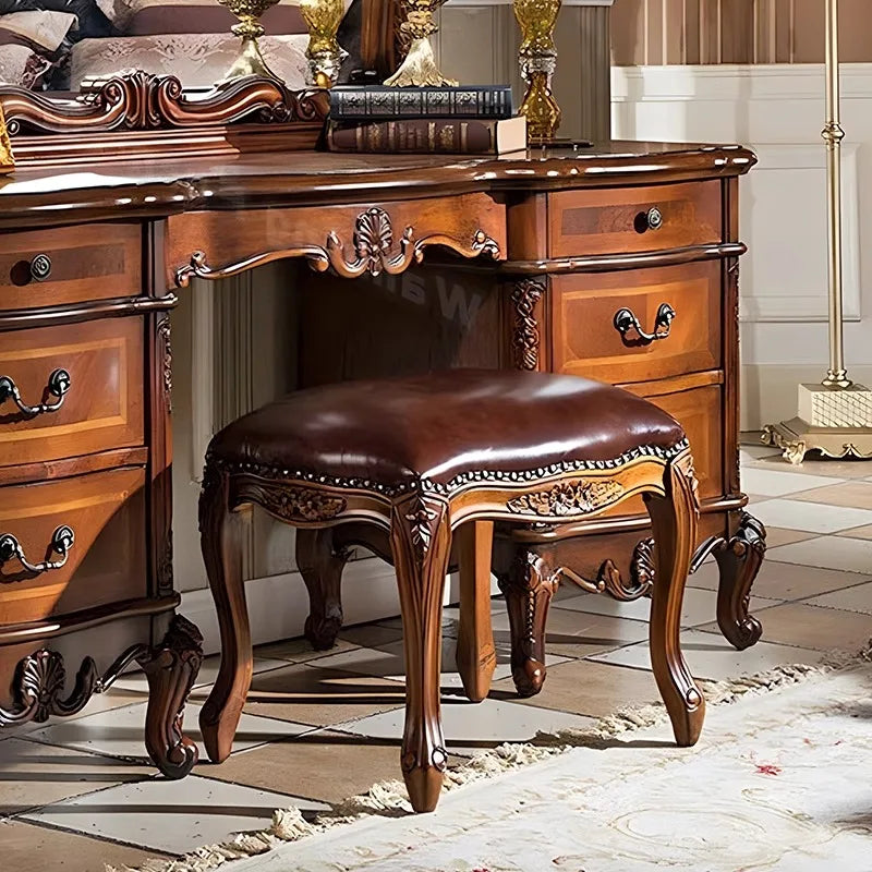 Dark Cherry Vanity Set - Luxurious Modern Hollywood Style with Mirror & Cushioned Stool