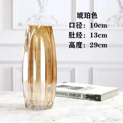 Glass Flower Vase Set - 3 Colors: Smoke Grey, Wine Red, Sky Blue - Northern European Design