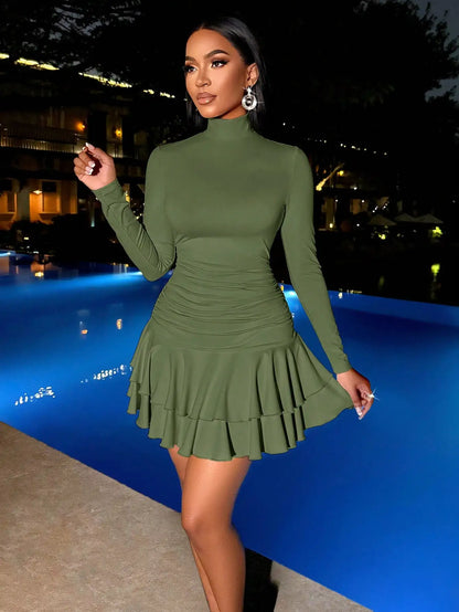 Winter Clothes For Women Dresses For Women Elegant Elegant Party Daytime Apricot Knitted High Neck Long Sleeves