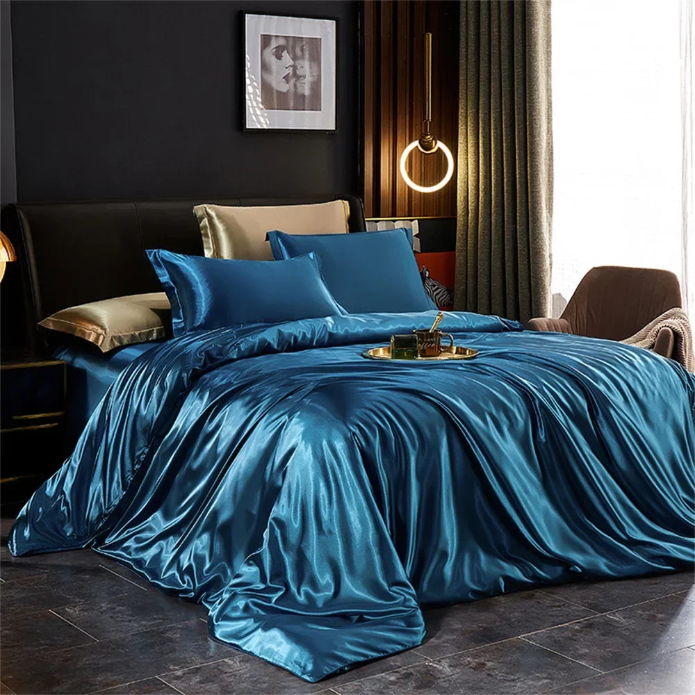 Luxury Duvet Bedding Set in Mulberry Satin – Soft, Breathable, Multiple Sizes & Colors