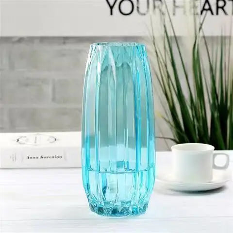 Glass Flower Vase Set - 3 Colors: Smoke Grey, Wine Red, Sky Blue - Northern European Design