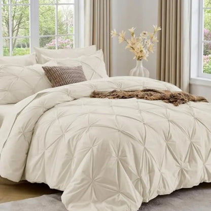 Elegant Pintuck Queen Comforter Set – 7-Piece