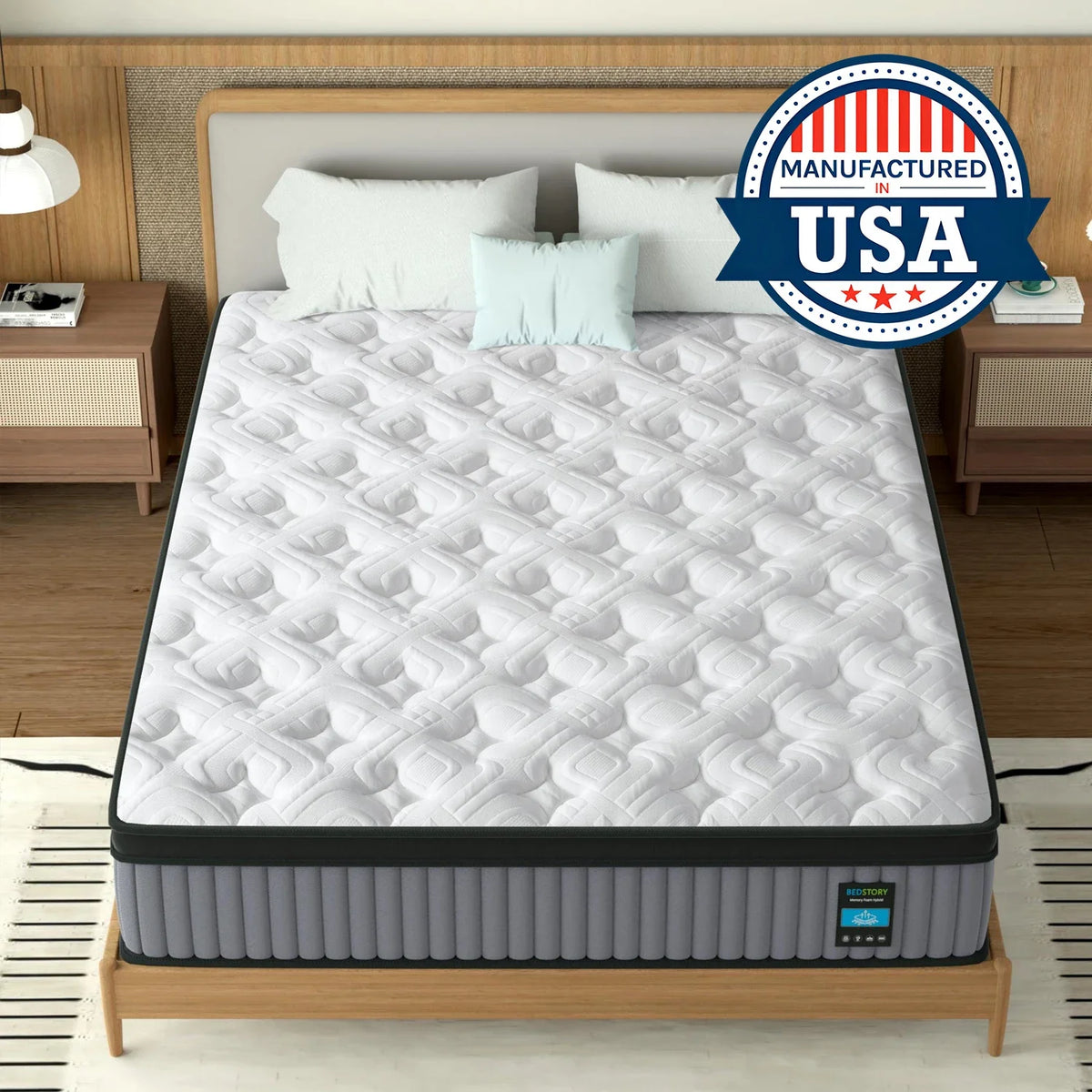 BedStory 14-Inch Hybrid Mattress For Cooling – Gel Memory Foam & Pocket Spring, Medium Firm Queen/King