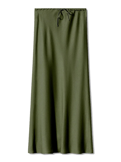 Long Satin Skirts Women Dark Green Luxury Spring Summer Maxi Straight Black Skirt Long Shining Satin Skirt Maxi Brown Ladies