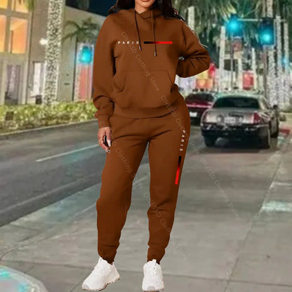 New Women's Sets Hoodie and Pants PARIS Letter Print High Quality Sports Suit Spring Autumn Aesthetic Activewear Women Clothing