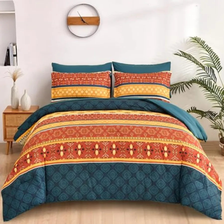 Boho King Comforter Set – 7 Piece Luxury Microfiber Bedding Ensemble