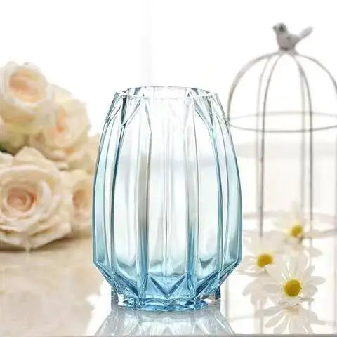 Glass Flower Vase Set - 3 Colors: Smoke Grey, Wine Red, Sky Blue - Northern European Design
