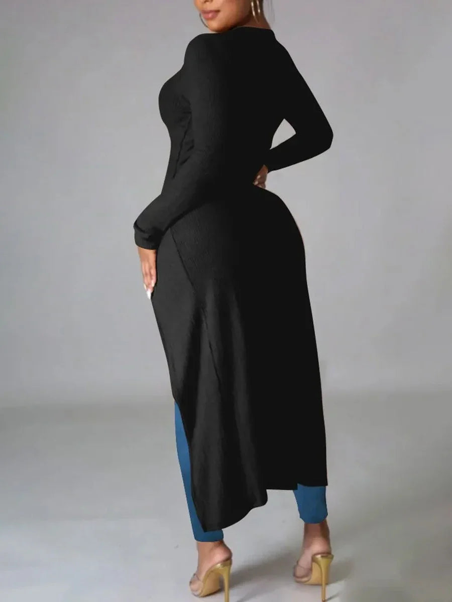Plus Size Women's T-Shirt V Neck Long Sleeve Buttoned Ribbed Long Tops Sexy Shirt Spring Summer Chic T-Shirt Party Stretchy Tops