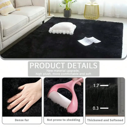 Fluffy Shag Area Rug - Abstract Tie-Dye Design with Non-Slip Backing for Cozy Comfort