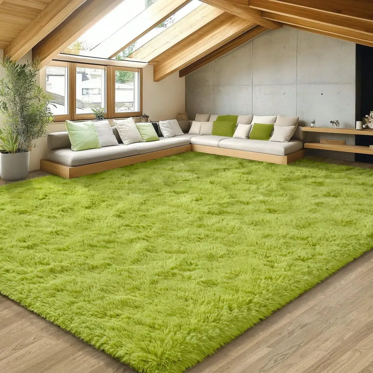 Fluffy Shag Area Rug - Abstract Tie-Dye Design with Non-Slip Backing for Cozy Comfort