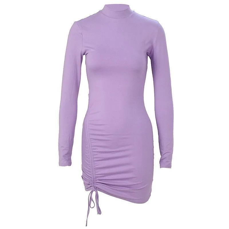 New Dresses 2025 Woman Fashion Summer Elegant Lace Up Dress Solid Pleated Slim Fit Party Bodycon Female Sexy Mini Skirt