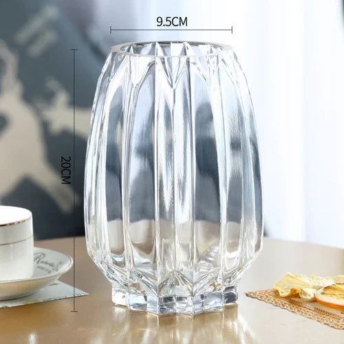 Glass Flower Vase Set - 3 Colors: Smoke Grey, Wine Red, Sky Blue - Northern European Design