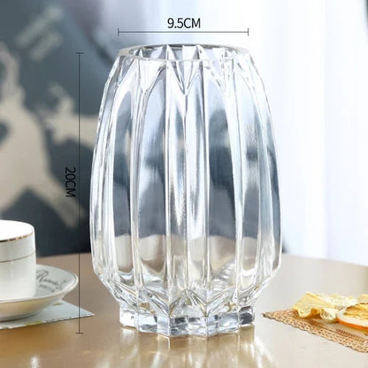 Glass Flower Vase Set - 3 Colors: Smoke Grey, Wine Red, Sky Blue - Northern European Design