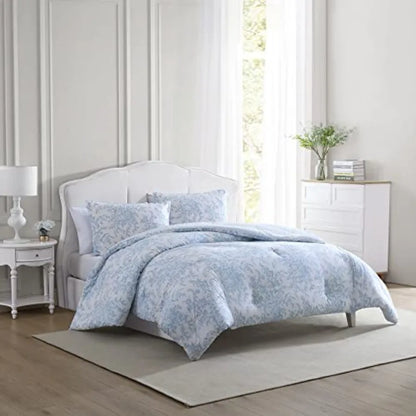 Bedford Blue Floral Comforter Set – Reversible Luxury Cotton Bedding