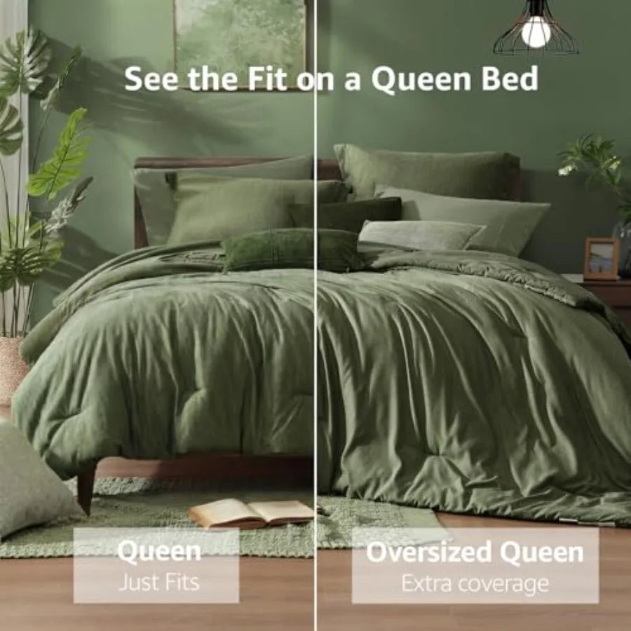 Olive Atelier Bed Ensemble – 7-Piece Reversible Luxury