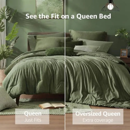 Olive Atelier Bed Ensemble – 7-Piece Reversible Luxury