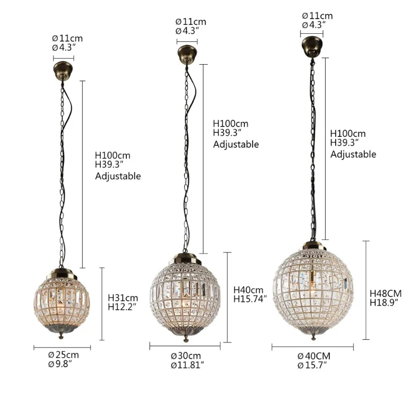 Vintage Crystal Chandelier - Luxurious Retro Orb Design with Exquisite Glass Crystals