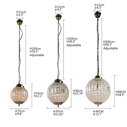 Vintage Crystal Chandelier - Luxurious Retro Orb Design with Exquisite Glass Crystals