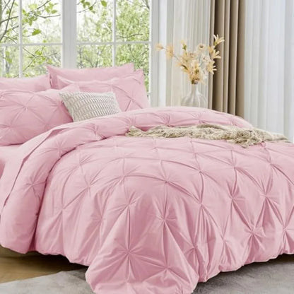 Elegant Pintuck Queen Comforter Set – 7-Piece