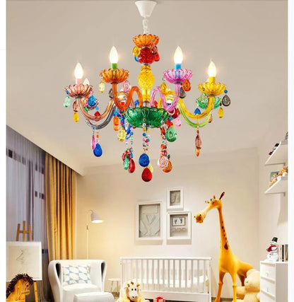 Colorful Pendant Lamp - Elegant 100% K9 Crystal, Bohemian Design with Vibrant Shades