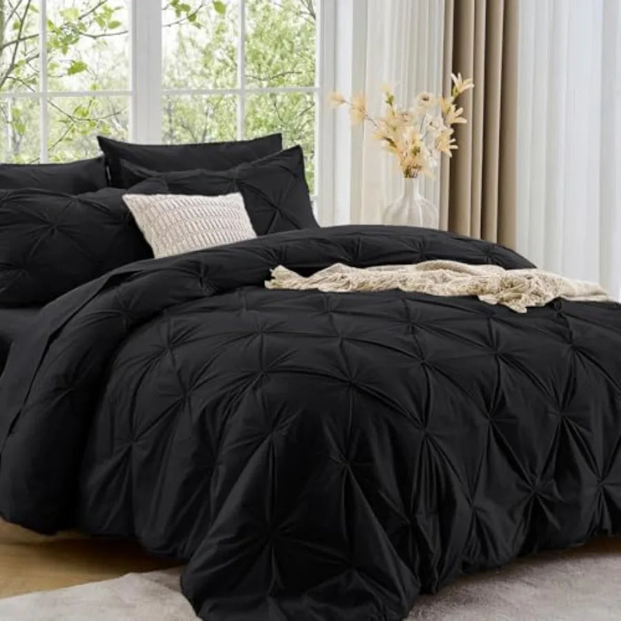 Elegant Pintuck Queen Comforter Set – 7-Piece