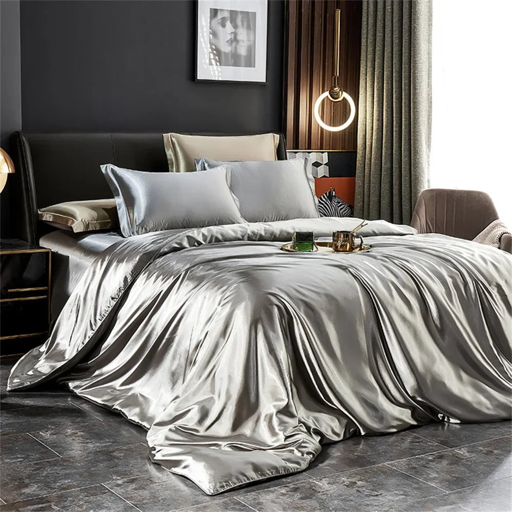 Luxury Duvet Bedding Set in Mulberry Satin – Soft, Breathable, Multiple Sizes & Colors