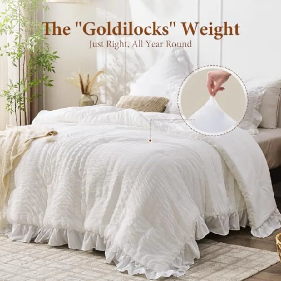 White Atelier Fluffy Ruffle Comforter Set – Farmhouse Chic