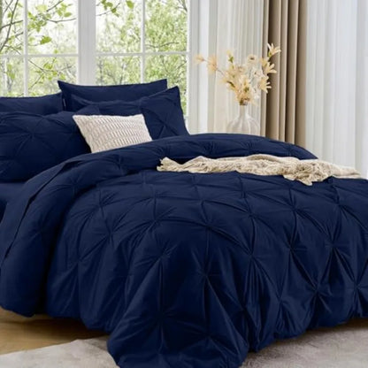 Elegant Pintuck Queen Comforter Set – 7-Piece