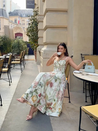 Elegant Printed Women's Summer Dress Sleeveless Halter Waist-closed A-line Lady Dresses Spring Fashion Female Vacation Robe 2026