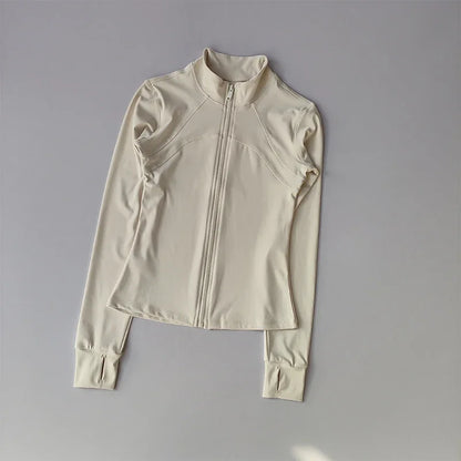 Zippered Sports Jacket for Women Yoga Suits Slim Fit Training for Jogging Long-sleeved Quick-drying Cardigan Jacket Top