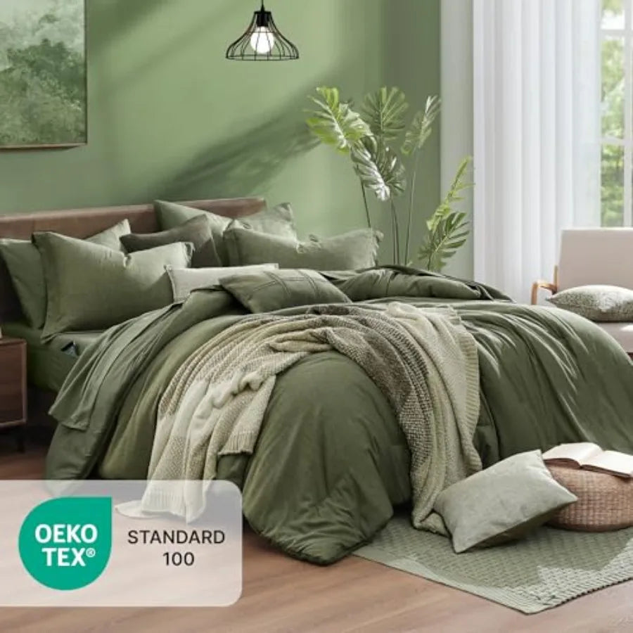 Olive Atelier Bed Ensemble – 7-Piece Reversible Luxury