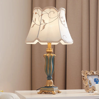 Traditional Elegant Fabric Shade Desk Lamp with Floral Design - 54cm High, Multiple Color Options