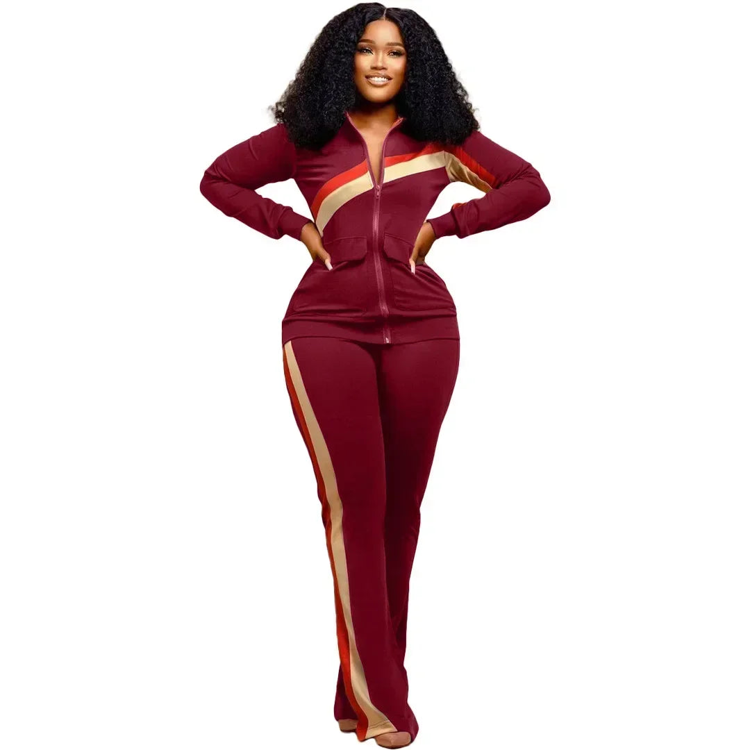 Tracksuit Women Pants Set Two Piece Set Autumn Winter Zipper Jacket Tops Suits Jogging Vintage Patchwork Outfits Y2k Streetwear