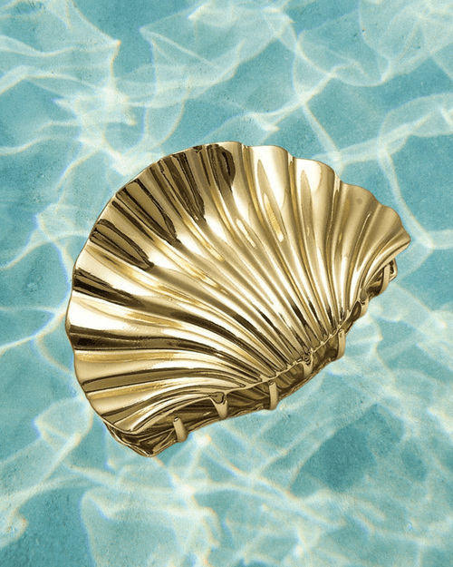 Large Seashell Hair Claw Clip - Gold