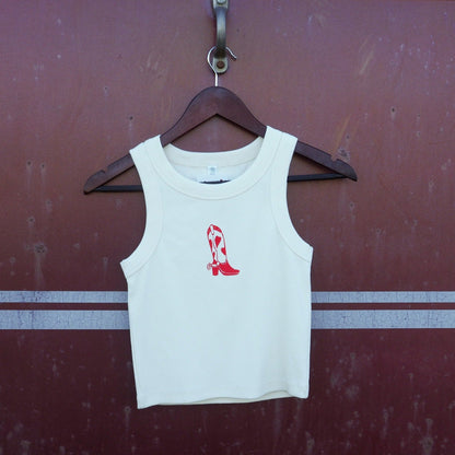 "Boot Scootin" Ribbed Crop Tank