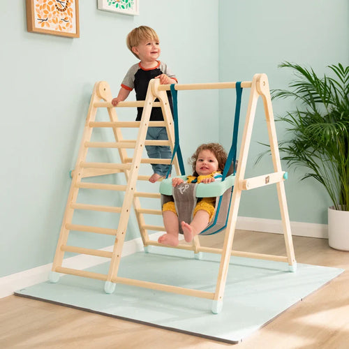 Active-Tots Wooden Swing & Climb | Foldable Pikler Style Frame