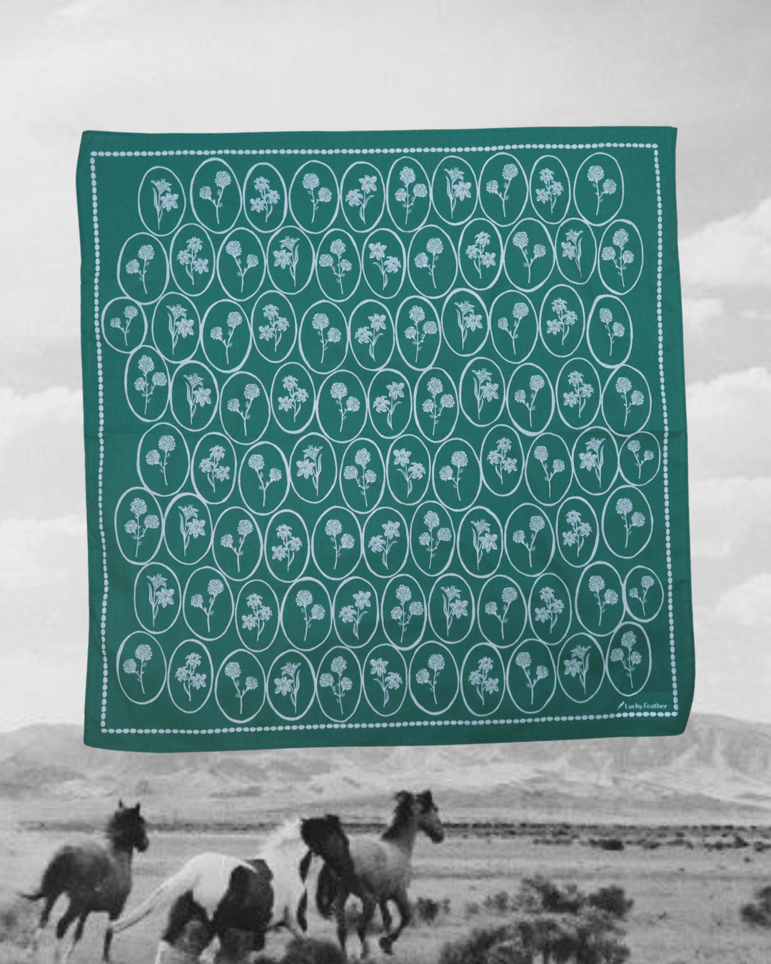 Happiness Bandana - Green with Flowers